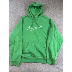 VINTAGE Nike Hoodie Mens Green Big Center Swoosh Pullover Sweatshirt Y2K Medium